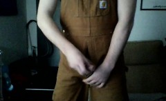 Smoking in my own overalls.